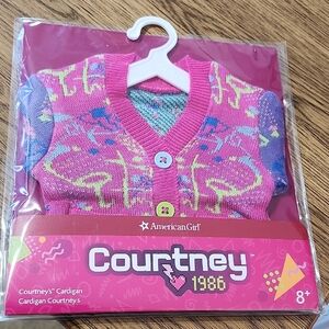 American Girl 18" doll Courtney 1986 Pink and Purple Cardigan sweater NEW!
